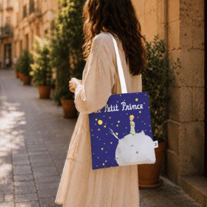 Bolsa algodón mediana-El Principito planeta-Azul