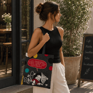 Bolsa algodón grande-Mafalda aterrizando