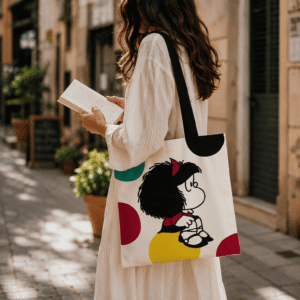 Bolsa algodón mediana-Mafalda sobre pelota