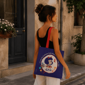 Bolsa algodón grande-Mafalda azul