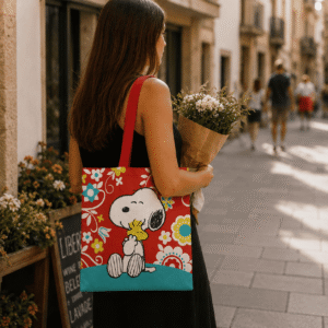 Bolsa algodón grande-Snoopy flores