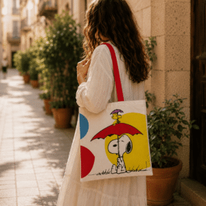 Bolsa algodón mediana-Snoopy paraguas